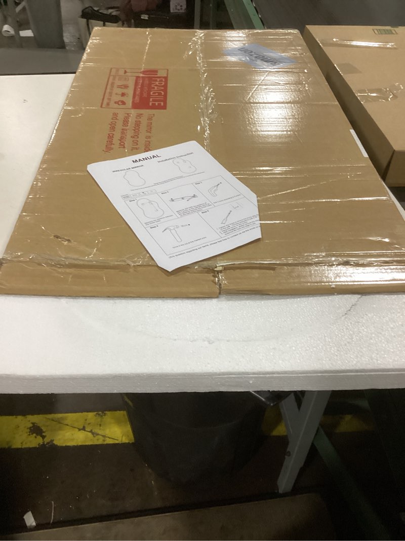 Condition photo showing Good Condition for WEER Irregular Wall Mirror, 20x36 inch Black Asymmetrical Mirror Wall Mounted Mirrors Decorative, Abstract Wavy Aluminum Alloy Frame Bathroom Mirror, Bedroom, Living Room, Entryway Black 36"L x 20"W