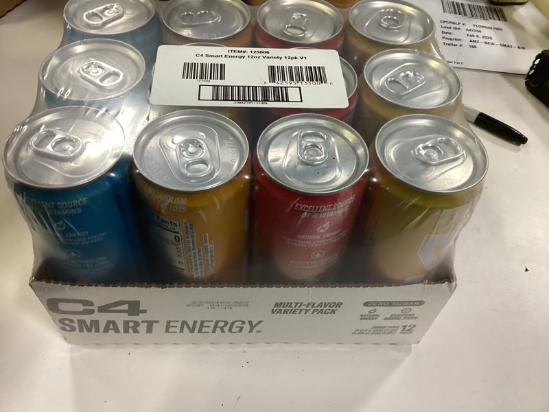 Condition photo showing New/Like New for Cellucor C4 Smart Energy Drinks Variety Pack, Sugar Free Performance Fuel & Nootropic Brain Booster, Coffee Substitute or Alternative, 4 Flavor Tropical Oasis Variety 12 Pack Tropical Oasis Variety Pack 12 Fl Oz (Pack of 12)