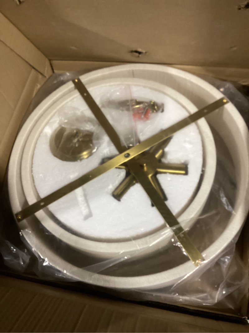 Condition photo showing Good Condition for 20”Hand Woven Rattan Chandelier Boho Pendant Light Adjustable Coastal Pendant Light for Kitchen Island Dining Living Room, White, UL Listed A-White