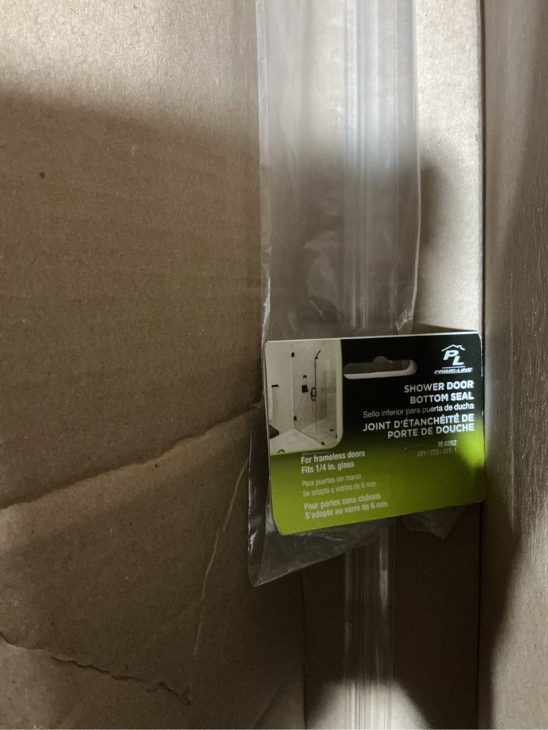 Condition photo showing Good Condition for Prime-Line M 6262 Frameless Shower Door Bottom Seal for 1/4 in. Thick Glass Doors, Single Flap, 36 in., Clear Vinyl (Single Pack)