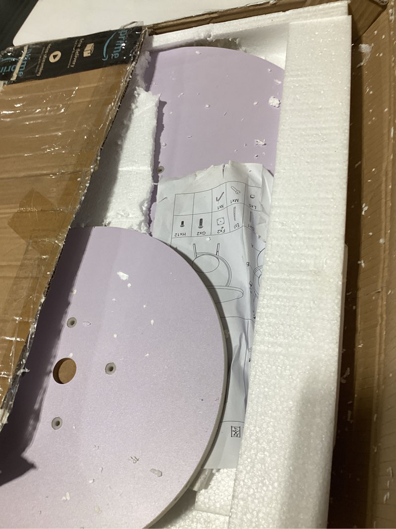 Condition photo showing As Is for 2 Layers Round Marble Texture Small C-Shaped Side Table,Snack Side Table, End Table for Sofa Side Table,Bedside Table for Living Room Kitchen Garden Bedroom Incomplete 