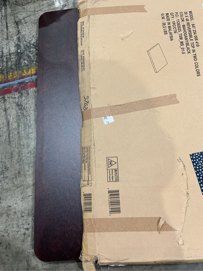 Condition photo showing Good Condition for flash furniture glenbrook 30'' x 48'' rectangular table top with black or mahogany reversible laminate top