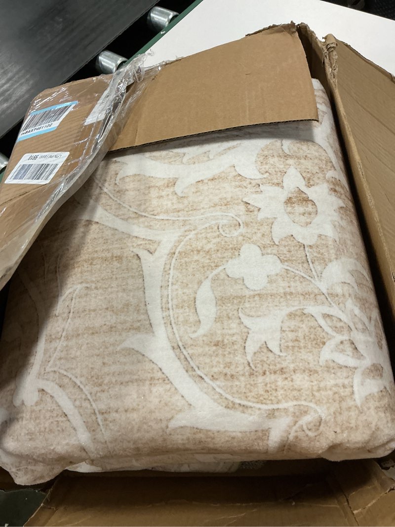 Condition photo showing As Is for 6x9 Area Rugs for Living Room, Stain Resistant Neutral Washable Rugs for Dining Room, Floral Vintage Non-Slip Thin Area Rug Farmhouse Rug Beige Beige 6' x 9' (Rectangular)