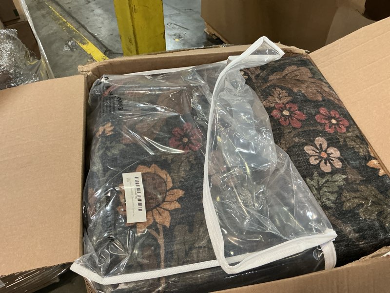 Condition photo showing Good Condition for 6x9 Dining Room Rugs for Under Table, Washable Carpet Living Room, Dark Brown Low Plie Woodland Soft Bedroom Carpet, Non Slip Floral Funky Dark Academia Rug 6' x 9' (Rectangular) Brown