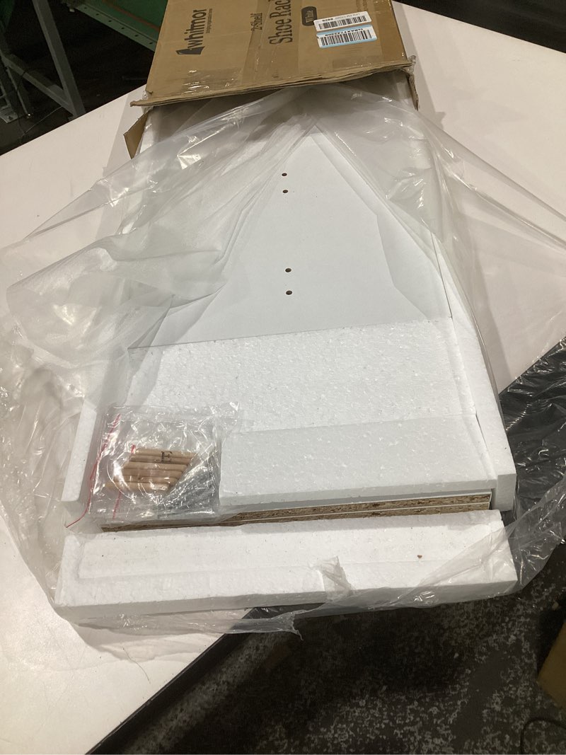 Condition photo showing Good Condition for whitmor stackable 31" extra wide 2-shelf storage organizer, white white 31 inch