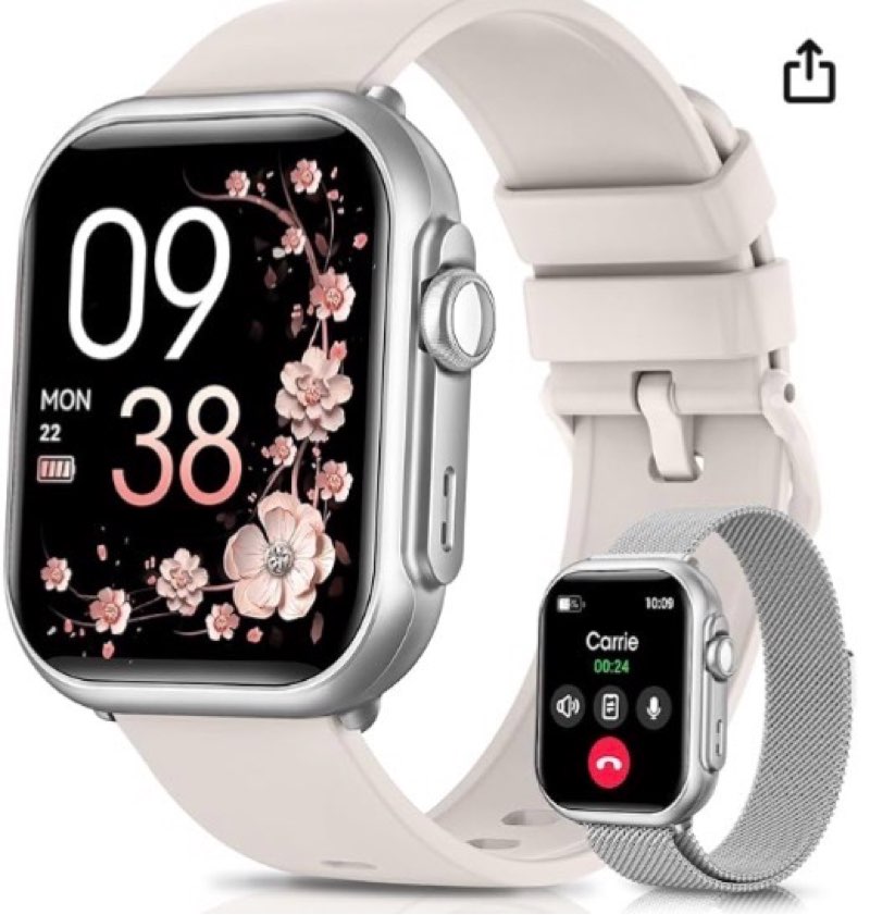 smart watches for fitness women men : smart watch for iphone&android bluetooth call with 30 day life sleep for spo2 heart rate monitor,ip68,fitness tracker with 120+sport,reloj inteligente, 2 bands 1.85 argent