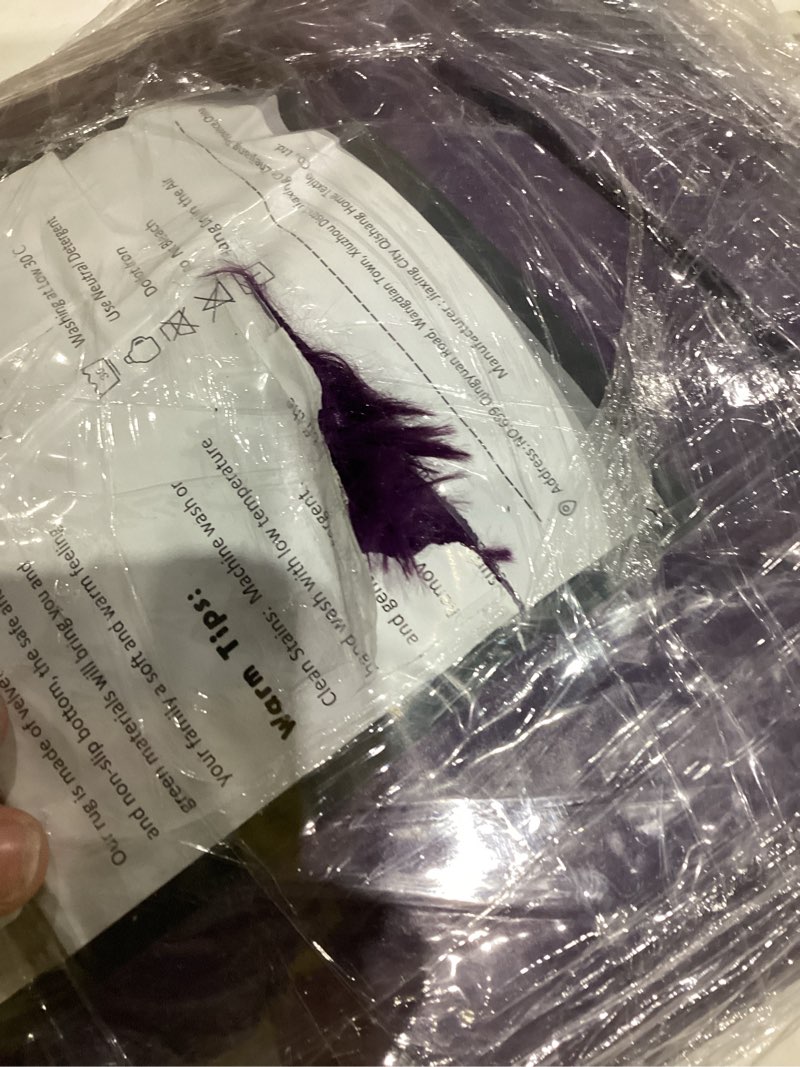 Condition photo showing New/Like New for Przemy Dark Purple Area Rug for Bedroom, 4x6 Feet Fluffy Shaggy Rugs for Living Room, Super Soft Fuzzy Carpet Rug for Kids Girls Room Dorm Nursery Indoor Home Decor 4 x 6 Feet Dark Purple