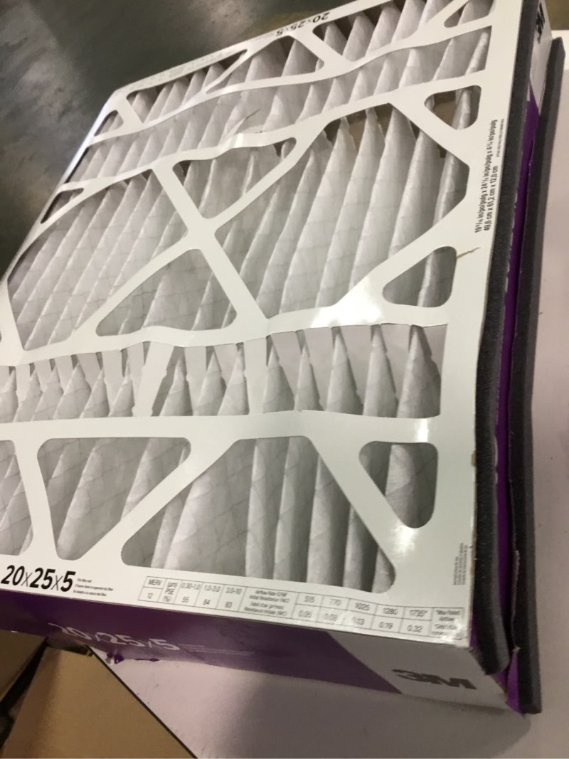 Condition photo showing As Is for Filtrete Ultra Allergen Reduction Deep Pleat Filter 20"x25"x5": MERV 12 Electrostatic Furnace Filter, Captures Dust & Pollen