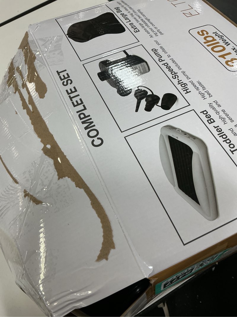 Condition photo showing As Is for ELTOW Kids Air Mattress  Inflatable Portable Travel Toddler Bed  Blow Up Mattress with Air Pump and Travel Bag - Black