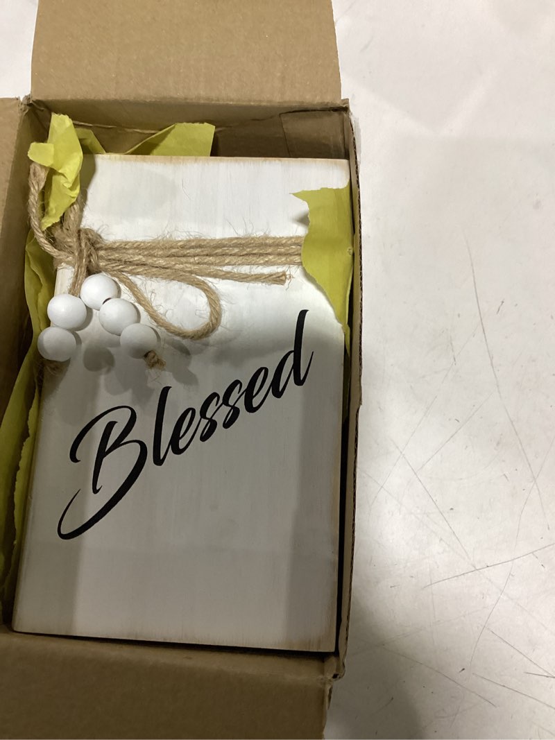 Condition photo showing Good Condition for LIVDUCOT Wooden Decorative Books Stack for Coffee Table Faux Book Stack for Decoration I Still Remember the Days I Prayed Modern Farmhouse Decor White Book Decor for Shelf Mantle 7.5x5x3'