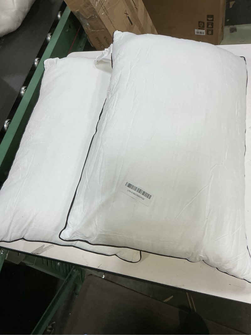 Condition photo showing As Is for jollyvogue pillows standard size set of 2, collection bed pillows for sleeping, hotel quality pillows for side, back and stomach sleepers, soft supportive oeko-tex certified down alternative filling standard 2