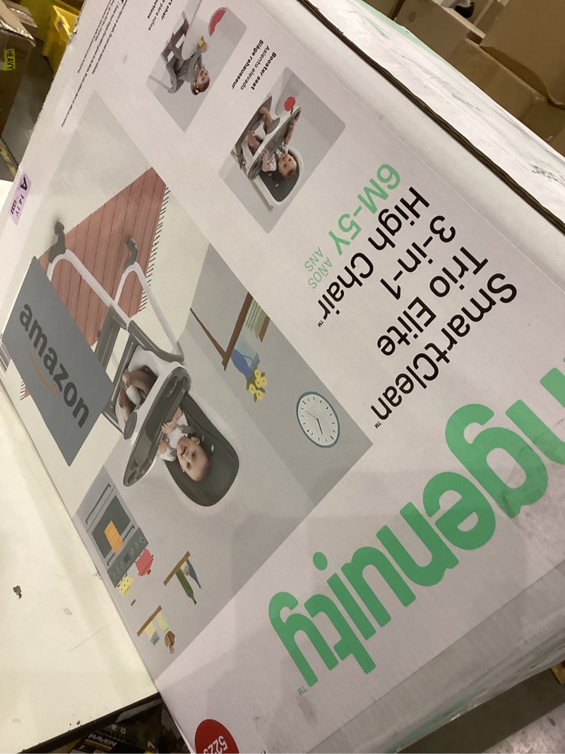 Condition photo showing As Is for Ingenuity SmartClean Trio Elite 3-in-1 Convertible Baby High Chair, Toddler Chair, and Dining Booster Seat, For Ages 6 Months and Up, Unisex - Slate Trio Elite Slate