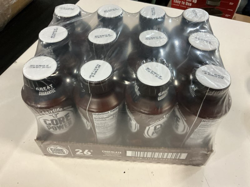 Condition photo showing New/Like New for best by may/18/26)core power protein shake, chocolate, 26g bottle, 14oz, 12 pack