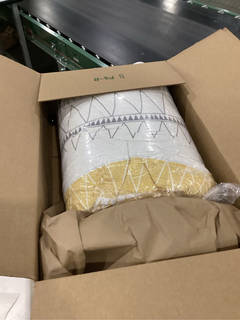Condition photo showing New/Like New for WONGS BEDDING King Comforter Set-Yellow Grey Comforter, Reversible Boho Striped Bedding Set for King Bed - 3 Pieces (1 Comforter + 2 Pillowcases), Soft Microfiber Down Alternative (104"x 90") Yellow Grey King