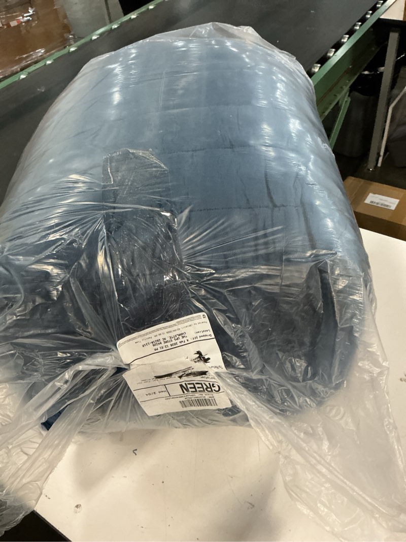 Condition photo showing As Is for MeMoreCool Square Stuffed Pouf Ottoman Foot Rest, Floor Pouf Foot Stool with Foam Chunk Filling, Soft Stuffed Ottoman Footrest for Living Room, Navy Striped Navy Square