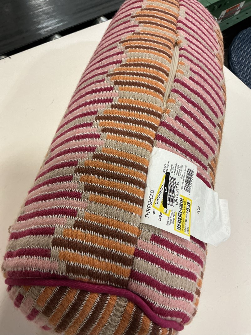 Condition photo showing As Is for 8"x20" wavy stripe woven bolster pillow multi-warm - threshold™