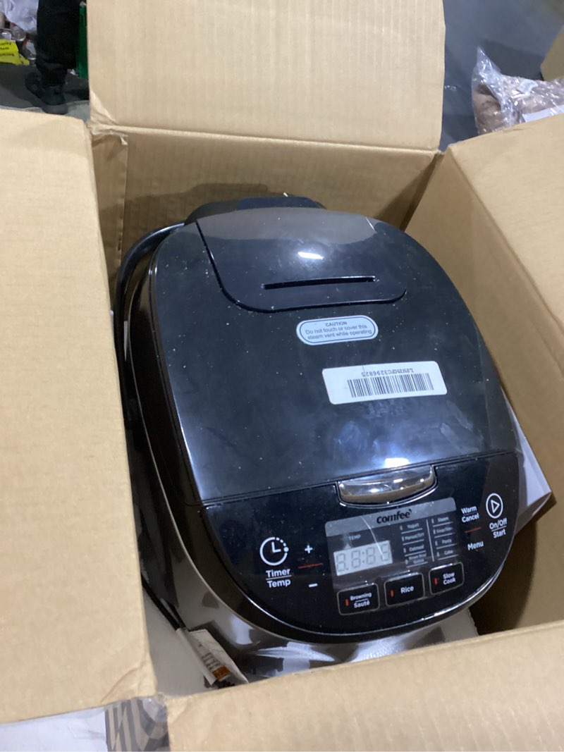 Condition photo showing As Is for COMFEE' Rice Cooker, Japanese Large Rice Cooker with Fuzzy Logic Technology, 11 Presets, 10 Cup Uncooked/20 Cup Cooked, Auto Keep Warm, 24-Hr Delay Timer 10 Cups_Newer