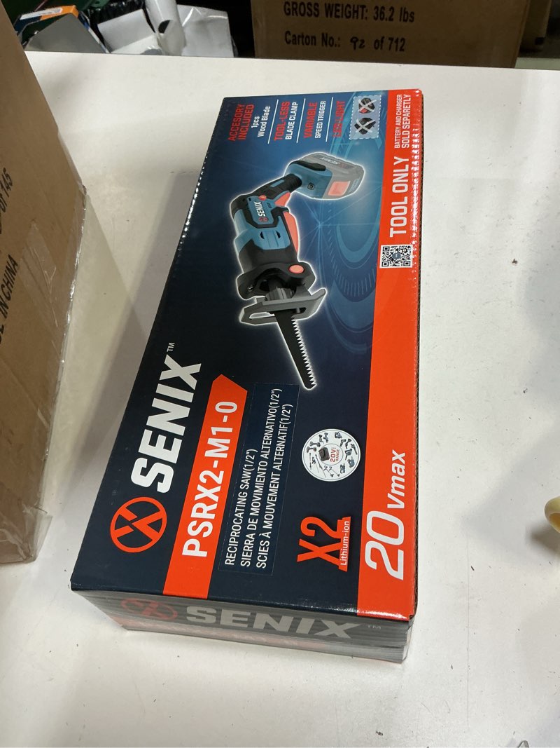 Condition photo showing New/Like New for senix x2 20-volt variable brushless cordless reciprocating saw (battery and charger not included)