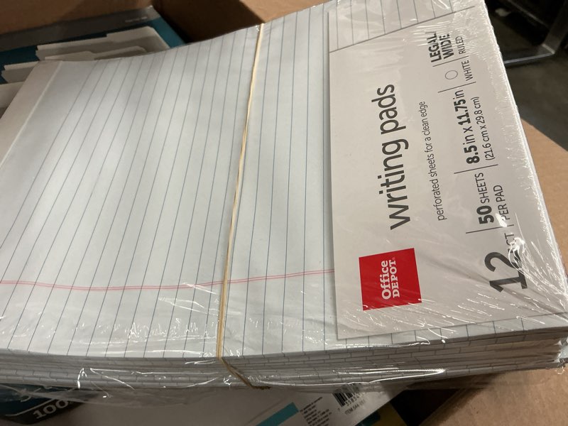 Condition photo showing Good Condition for office depot brand perforated writing pads  8 1/2     x 11 3/4      legal ruled  50 sheets