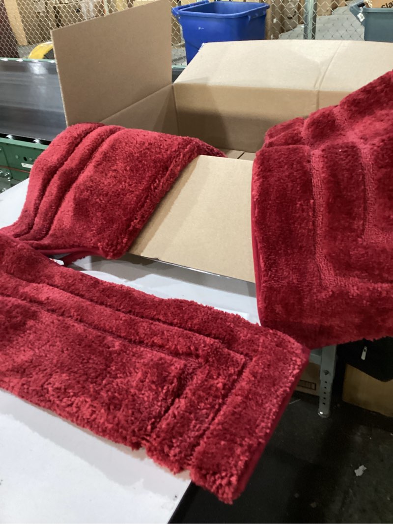 Condition photo showing Good Condition for 3 Pieces Luxury Bathroom Rug Set with U-Shaped Toilet Rug, Non-Slip Rubber Bottom, Thick Microfiber Fluffy Plush, Water Absorption, Quick Dry, Ultra Soft, Bath Mats for Bathroom, Tub(Dark Red)