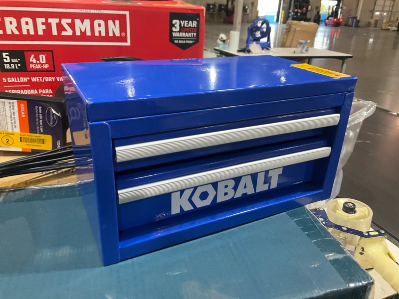 kobalt mini 2-drawer blue steel tool box
