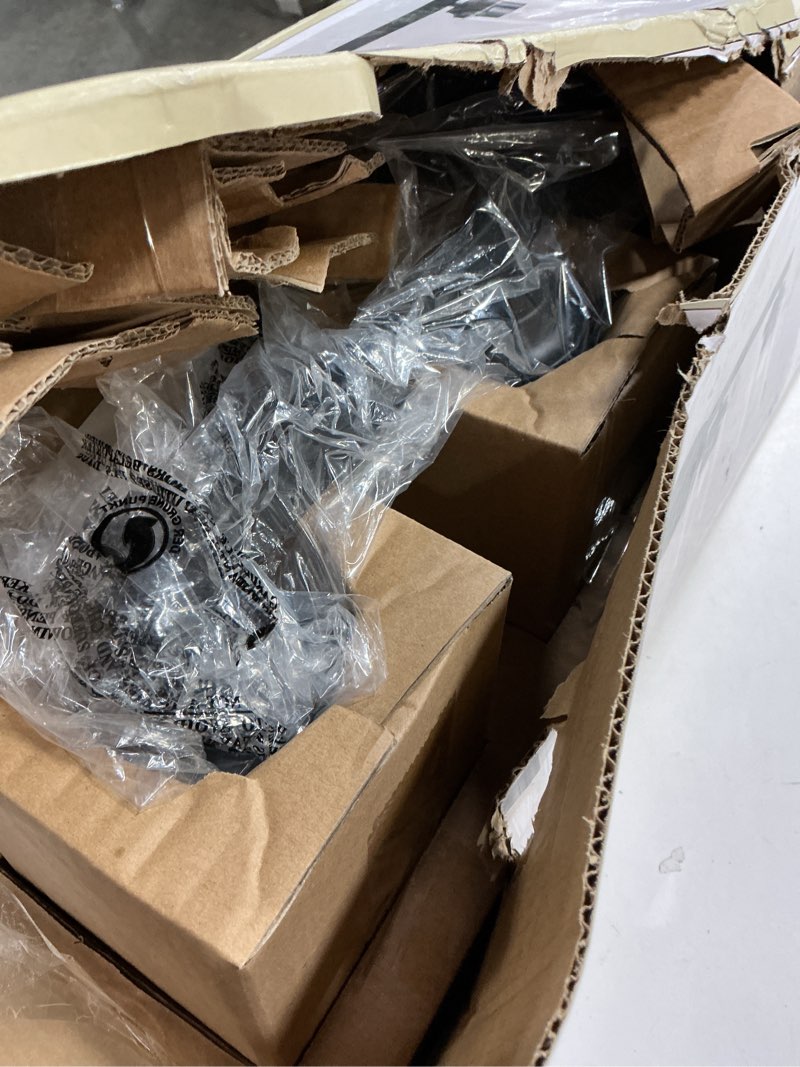 Condition photo showing As Is for allen + roth Emeryson 24.5-in 4 Light Matte Black Transitional Bathroom Vanity light