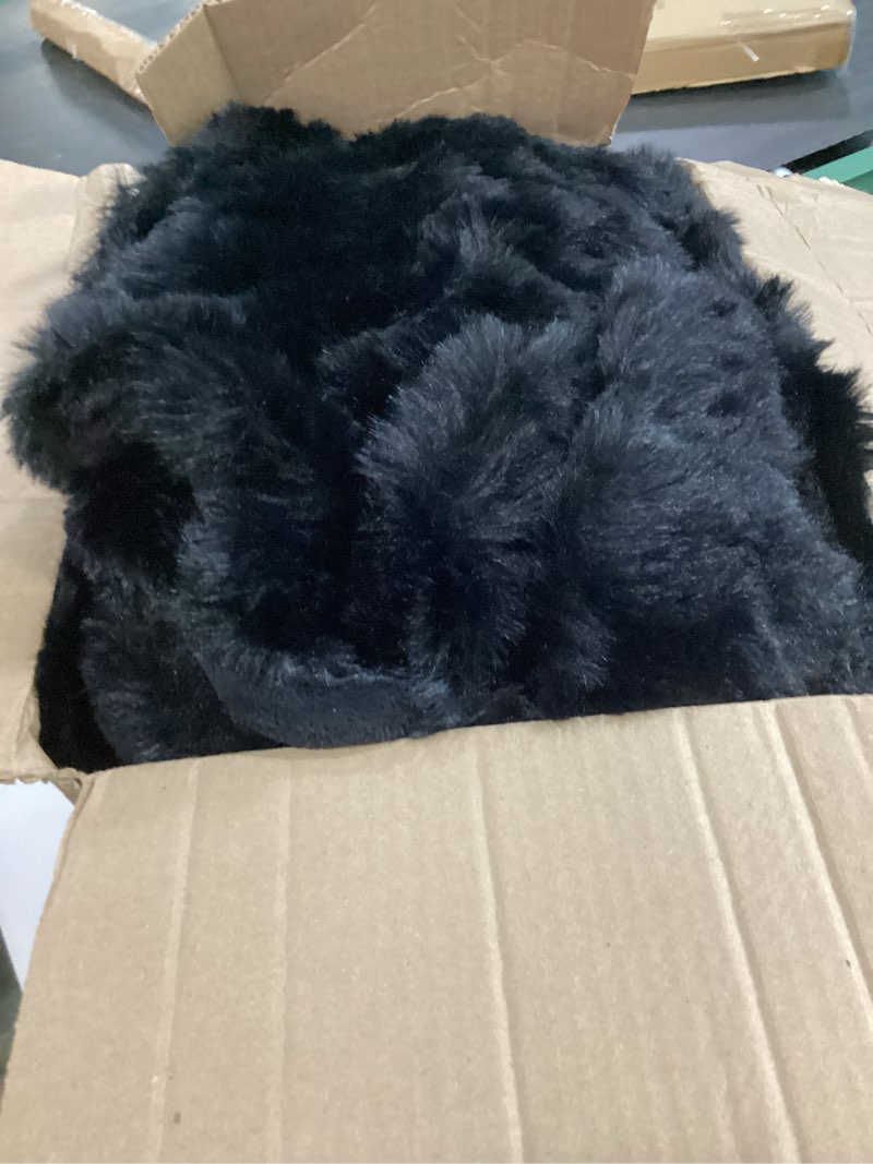 Condition photo showing Good Condition for lotus karen fluffy comforter set cover set-rabbit fluff faux fur duvet cover king size,black plush fuzzy furry bedding sets 3pieces(1 duvet cover & 2 pillow shams),zipper closure black king