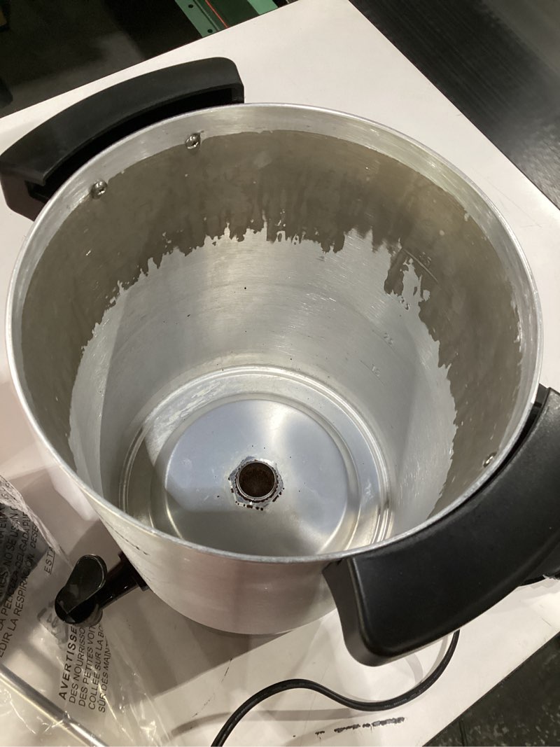 Condition photo showing As Is for Hamilton Beach 45 Cup Coffee Urn and Hot Beverage Dispenser, Silver Single-Spout( USED, NOT TESTED) 