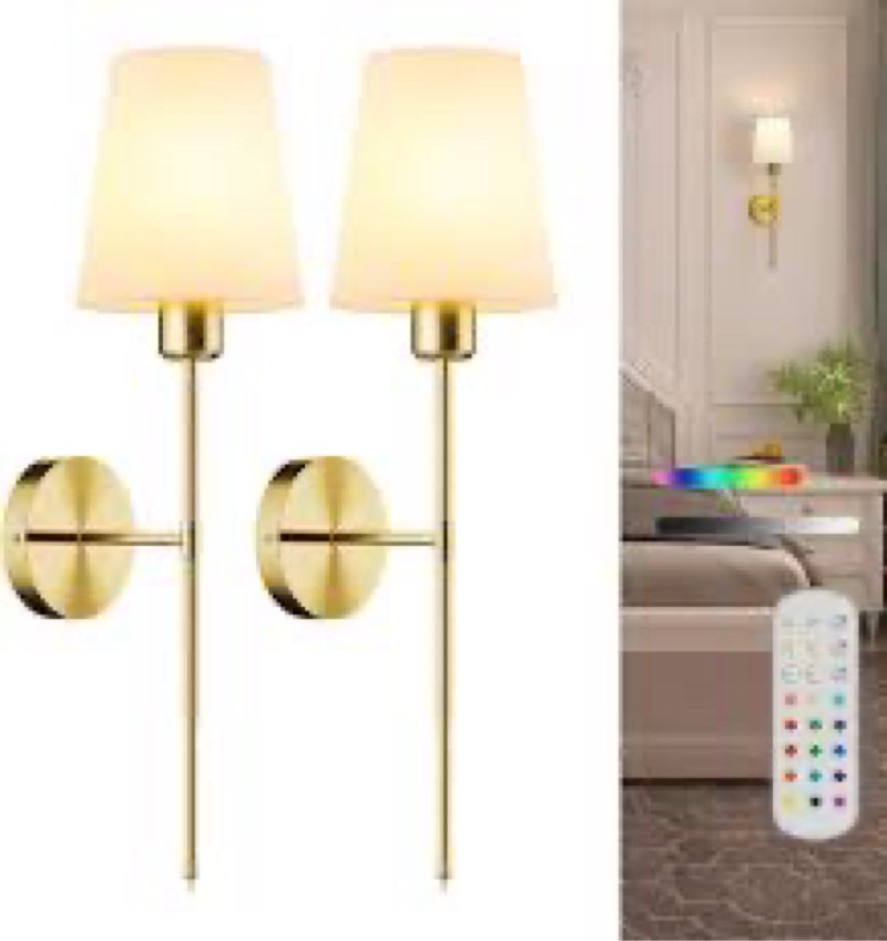 CASGAL Battery Operated Wall Sconce Set of 2,Rechargeable Wall Lights with Dimmable Detachable Bulbs