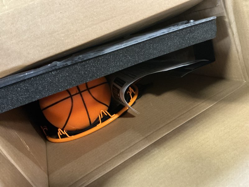 Condition photo showing Good Condition for eastpoint over-the-door indoor basketball hoop set - black 18 x 12 in backboard - quiet foam ball for indoor basketball game - easy no-drill setup for over-the-door goal - compact mini hoop for rooms
