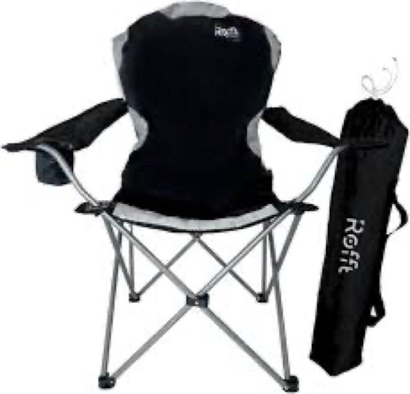 Big boy Camping Folding Chair Heavy Duty Support 250 LBS X-Large, Black