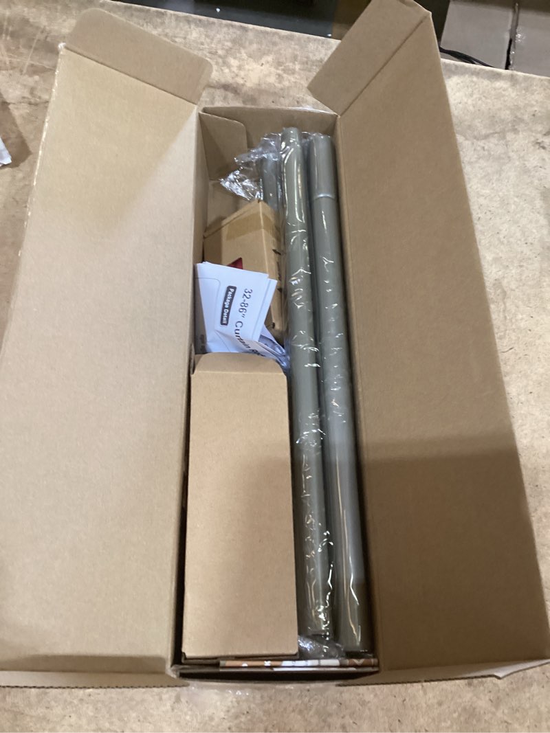Condition photo showing New/Like New for curtain rods for windows 48 to 84 inch, usfook antique silver curtain rod, 7/8 inch telescoping splicing drapery rods with twisted cage finials