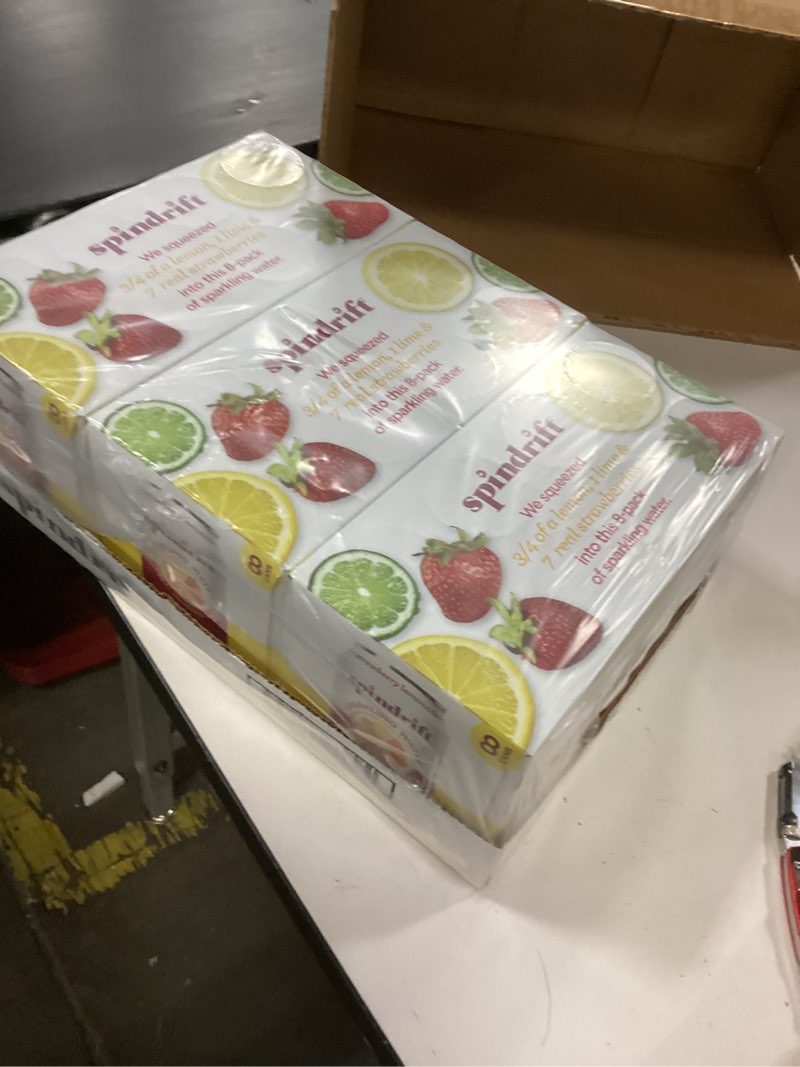 Condition photo showing New/Like New for ((B.B.Y01/24/2026))Spindrift Strawberry Lemonade Can 12 Ounce (Pack of 24)