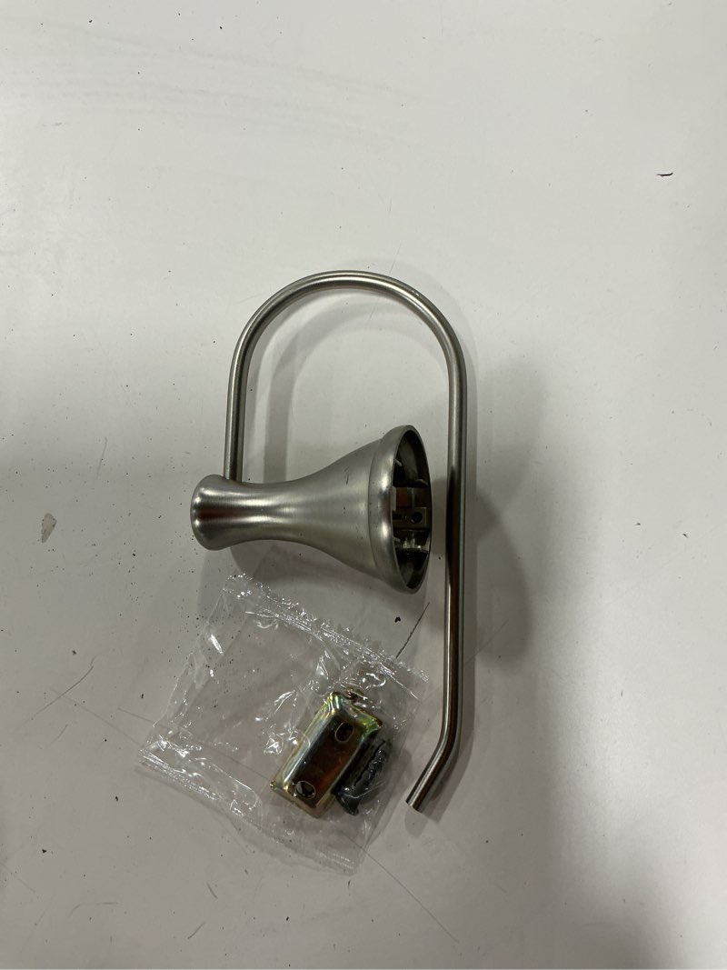 Condition photo showing As Is for Style Selections Bailey Brushed Nickel Wall mount Single post Toilet Paper Holder 1 -Rolls