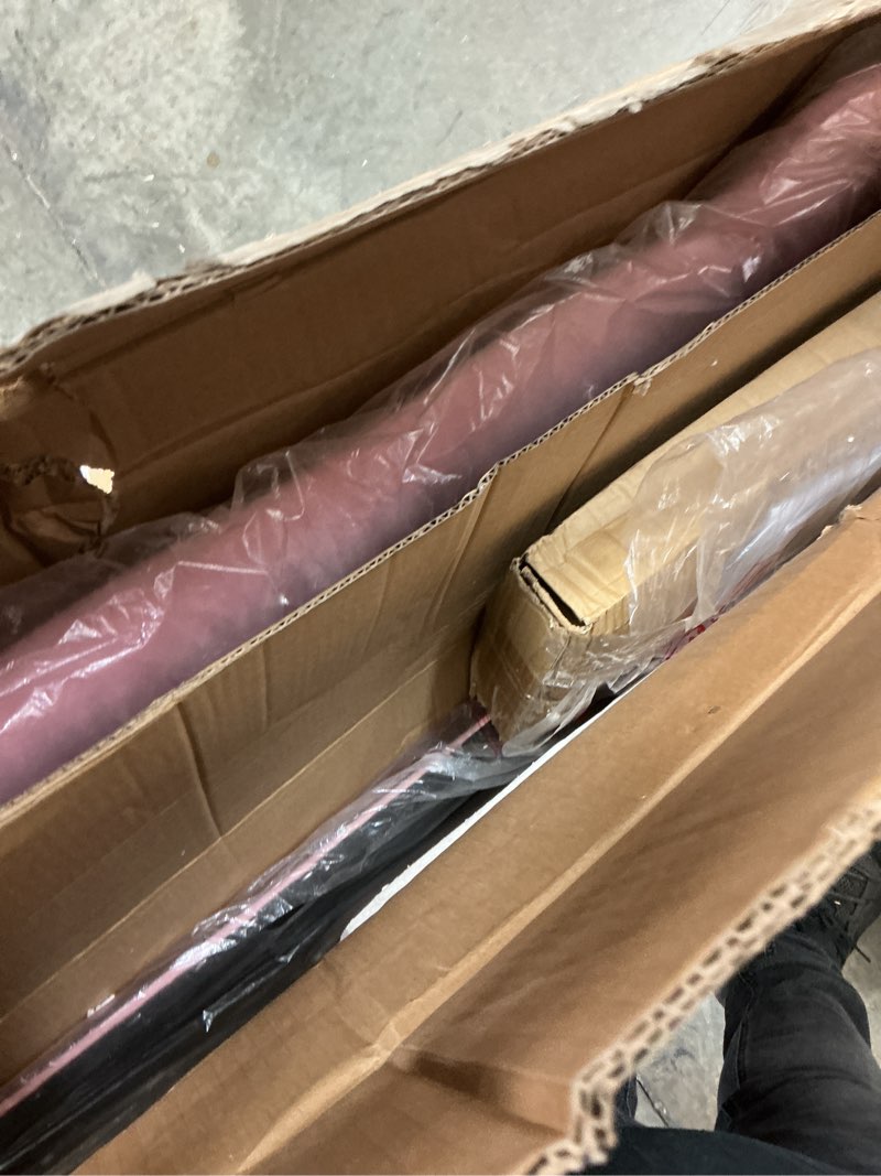 Condition photo showing As Is for (Incomplete)Twin Upholstered LED Bed Frame with 2 Storage Drawers and 2-Tier Storage Bookcase Headboard, Velvet Princess Platform Bed for Kids/Girls/Boys, Heavy Duty Metal Support, No Box Spring Needed, Pink Pink Twin