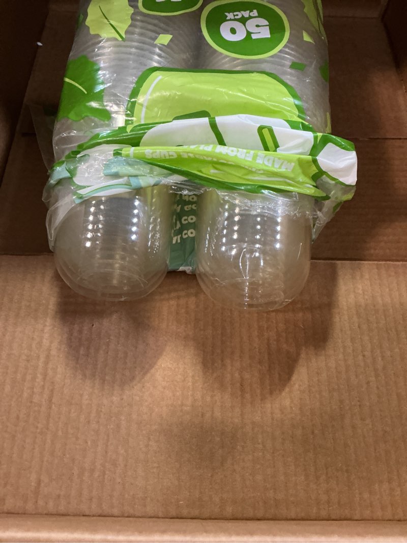 Condition photo showing As Is for TOSSWARE NATURAL Arc - Plant Based Clear Cold Cups 16 oz - Plastic Alternative for Parties, Bachelorettes, Weddings - Recyclable - Set of 50 Set of 50 16oz
