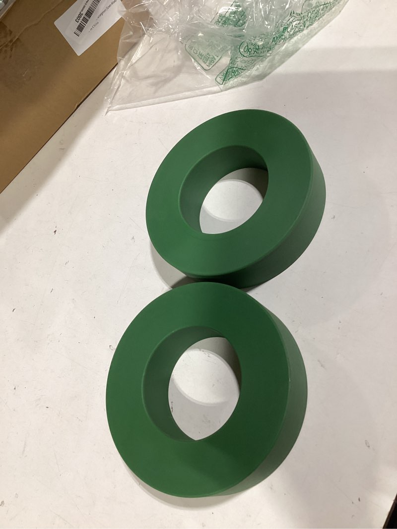 Condition photo showing Good Condition for yaomiao 2 pieces sprinkler donut guards sprinkler head protector for lawn 6.3 inch diameter green donut nylon rings reduce damage from cars and lawn mowers