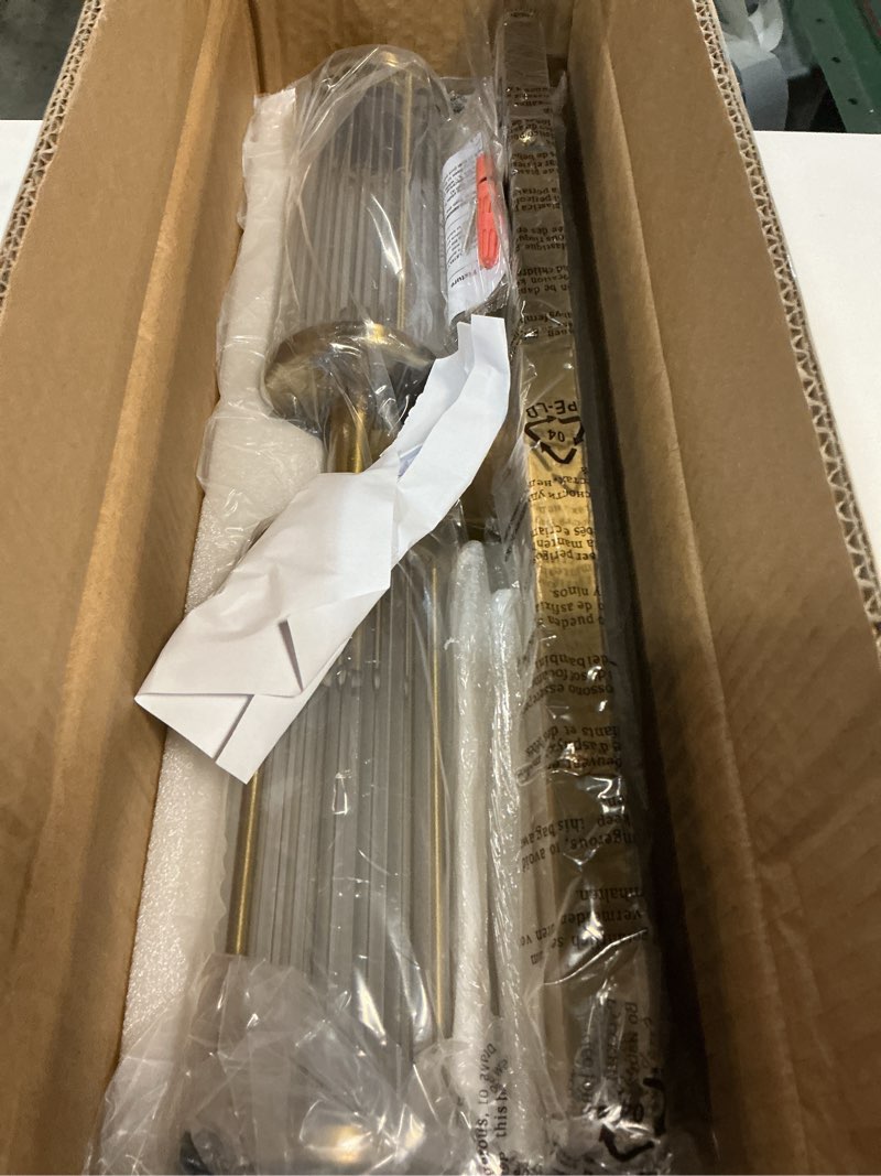 Condition photo showing New/Like New for 2-Light Modern Vanity Wall Lamp in Brushed Brass, Industrial Bathroom Lighting with Glass Rod Shades, Adjustable Modern Mirror Lights for Bedroom & Bathroom, Wall Sconce for Makeup Vanity Brushed Brass 20 Inch