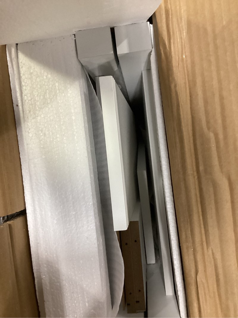 Condition photo showing As Is for night stand with charging station, 2 drawers modern bedside tables with storage, fluted nightstand for bedroom and living room(white) white-outlet