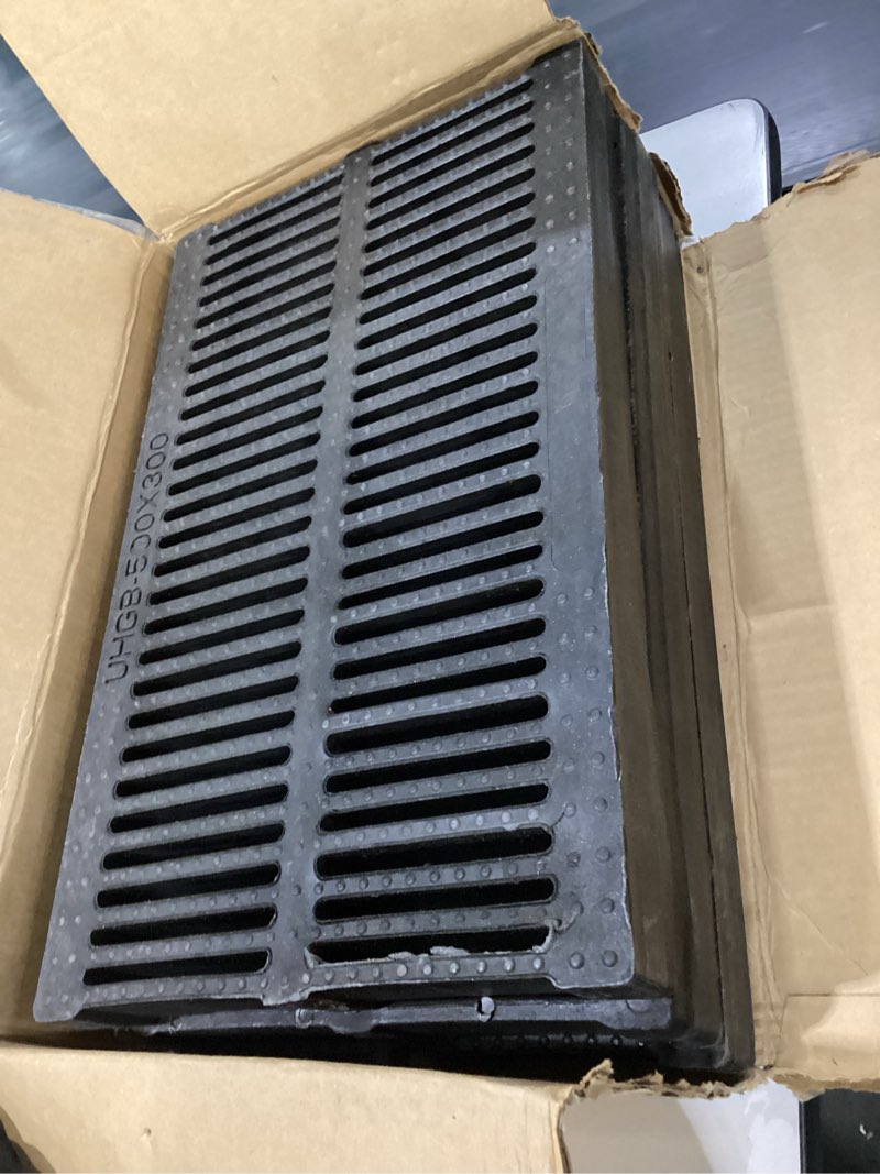 Condition photo showing Good Condition for 3 pack driveway polymer plastic trench drain grate-19.7x11.8x2 in. heavy duty channel drain cover,total length 59 in polymer drain strainer,outdoor drainage grates for garage,parking lot 20x12in black-3 pack