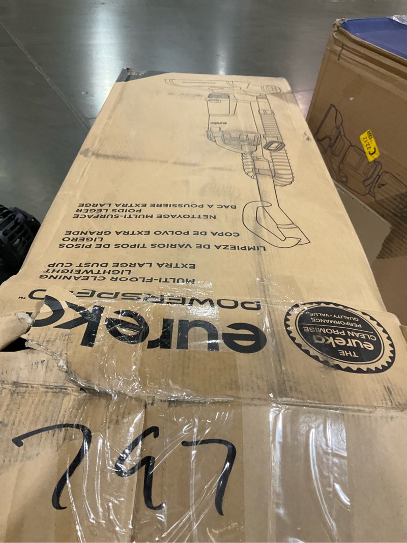 Condition photo showing As Is for eureka lightweight powerful upright vacuum cleaner for carpet and hard floor, powerspeed, new model,blue,black/new model