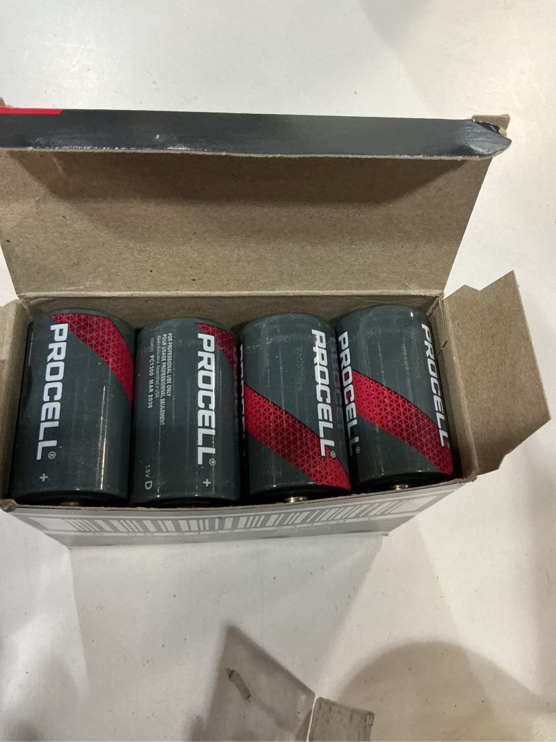 Condition photo showing As Is for procell d cell long-lasting alkaline batteries (72 pack) built in the usa, 10-year shelf life, bulk value for all professional devices - d batteries bulk pack