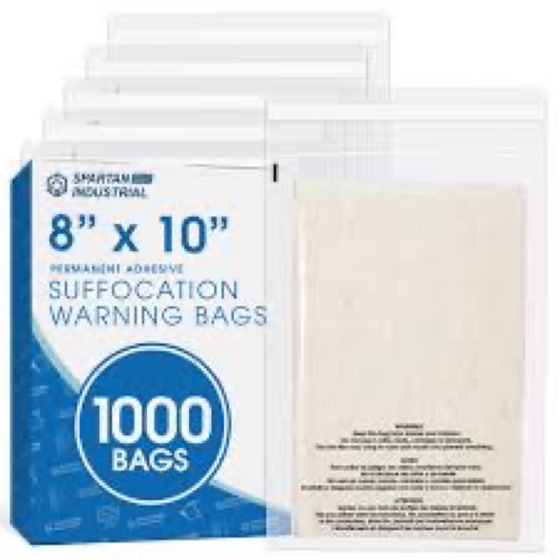 100 Count - 16" x 19" Extra-Large Self Seal Poly Bags with Suffocation Warning, 1.5 Mil, Clear Polyb