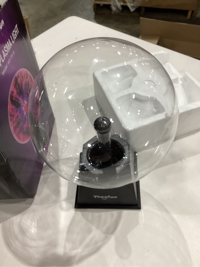 Condition photo showing As Is for theefun plasma ball: 8 inch huge plasma globe birthday gifts touch & sound sensitive ball lamp electric lightning novelty light for parties, home, prop, room decoration red