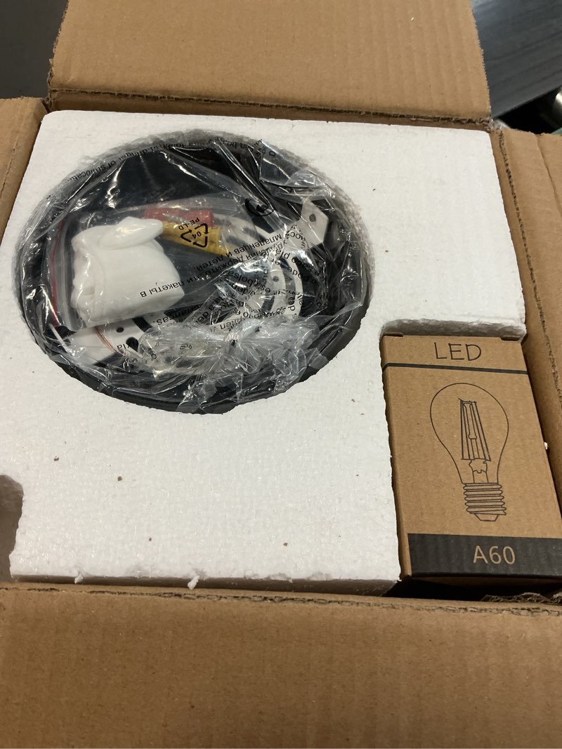 Condition photo showing Good Condition for Globe Semi Flush Mount Ceiling Light, Mid Century Modern Light Fixture Ceiling, Milk Glass with Matte Black Finish, Living Room Kitchen Bedroom Hallway Storage Schoolhouse Laundry(LED Bulb Incl.)