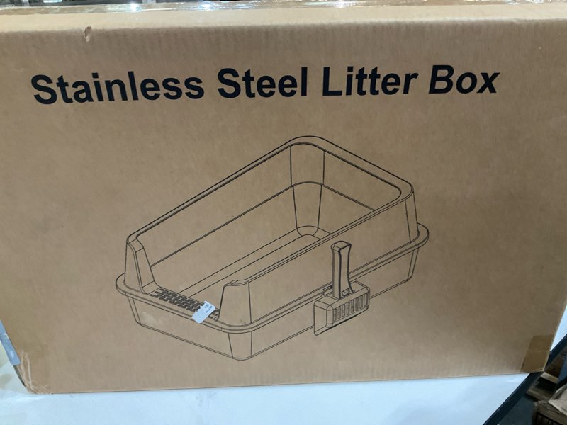 Condition photo showing As Is for Stainless Steel Litter Box