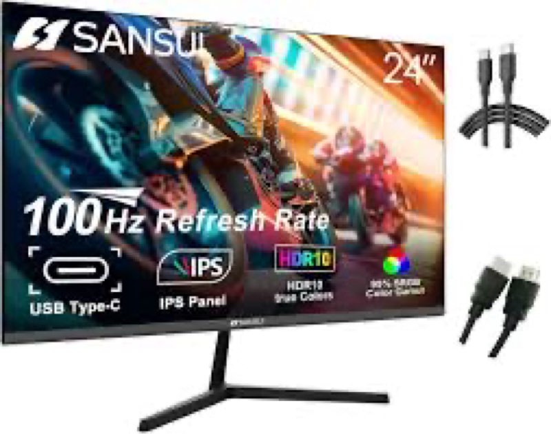 SANSUI ES-24X3 24-Inch Full HD IPS Monitor – 100Hz Refresh Rate, USB Type-C,
