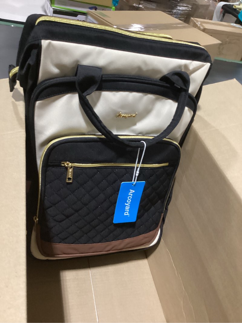 Condition photo showing Good Condition for rolling backpack for women, travel backpack with wheels, dual-opening wheeled laptop backpack, stylish rolling laptop bag, overnight underseat carry on luggage for college business work, beige brown