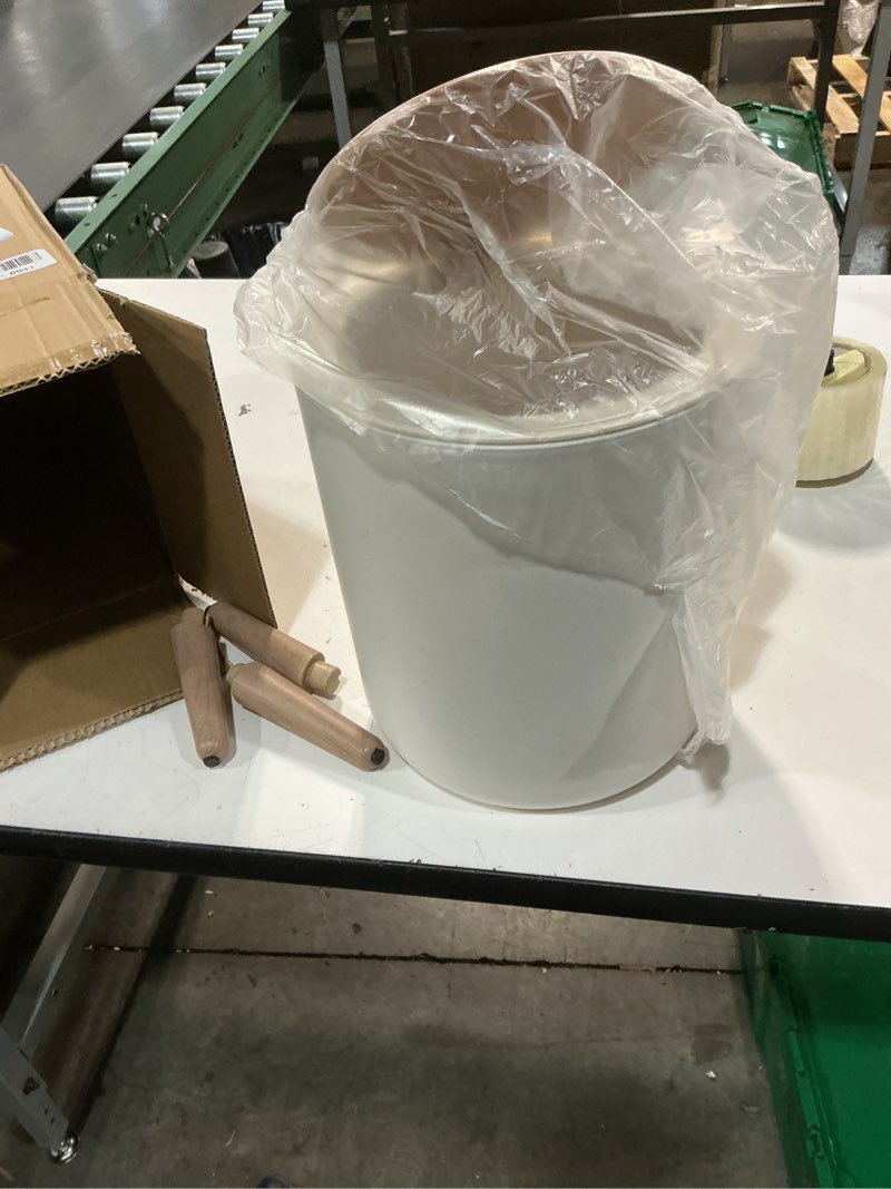 Condition photo showing Good Condition for trash can?7liter/1.8 gallon garbage can with press top lid?nordic modern waste basket?plastic trash bin suitable for kitchen, bathroom, bedroom, living room, office, outdoor?dog proof trash can…… 1.8 gallon round