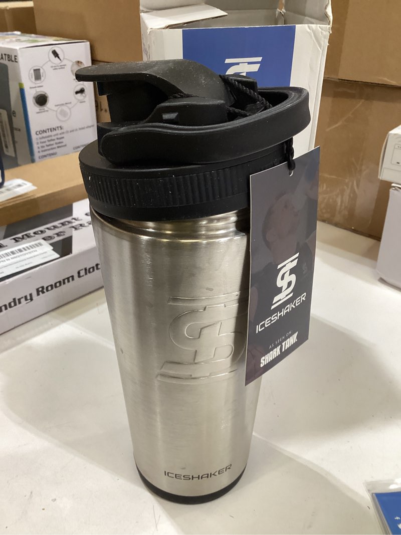 Condition photo showing Good Condition for ice shaker insulated stainless steel shaker bottle | 26oz, stainless steel | cold for 30+ hours | insulated cup with twist-on agitator | odor-free bottle for protein shakes, water, cocktails 26oz stainless steel